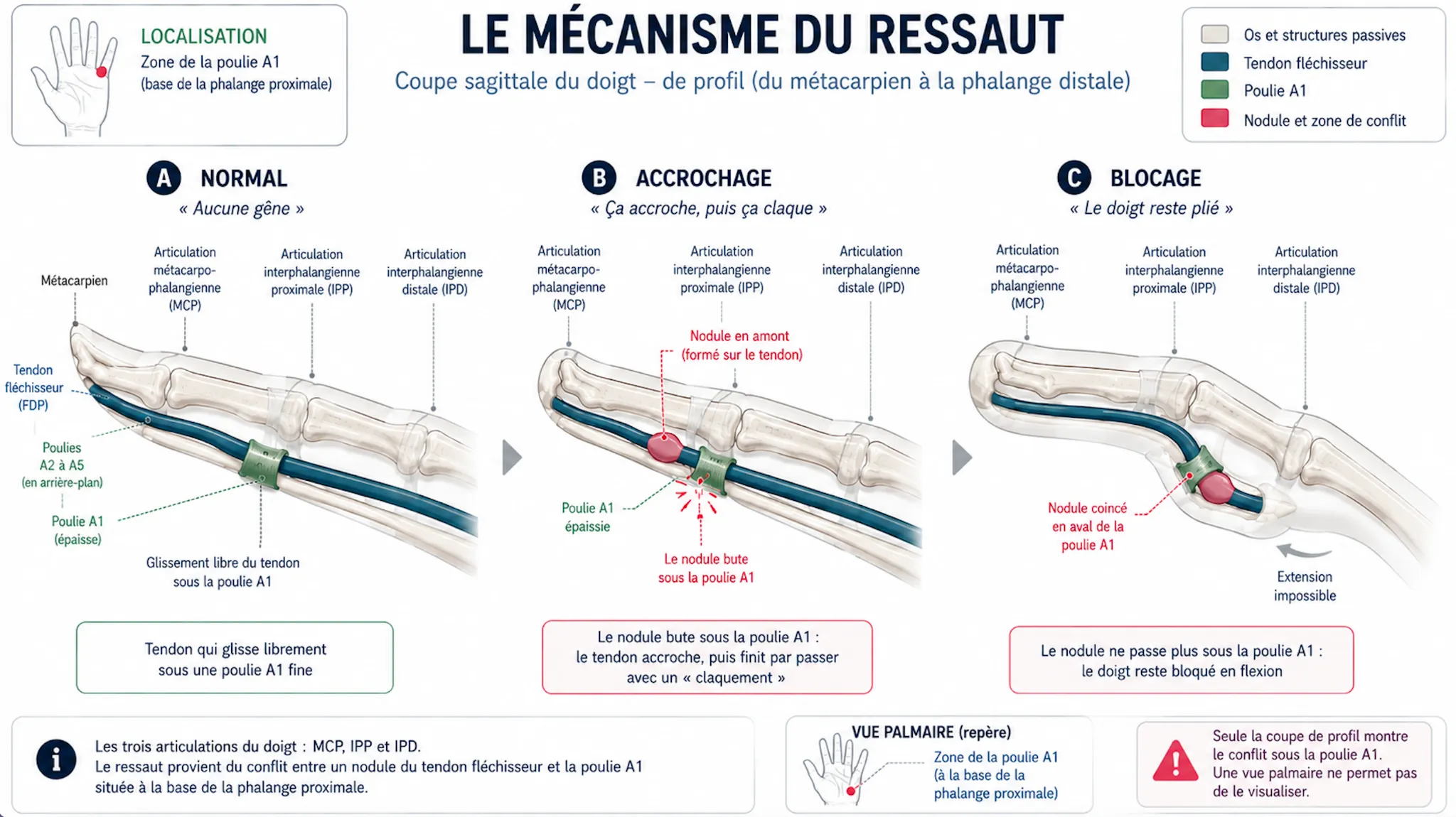 Doigt à ressaut — illustration médicale