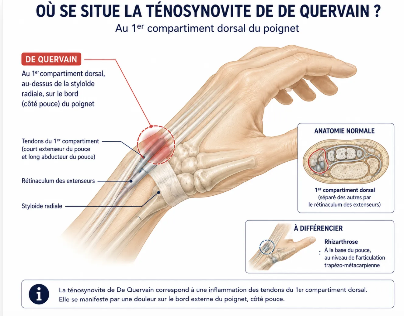 Ténosynovite de De Quervain — illustration médicale