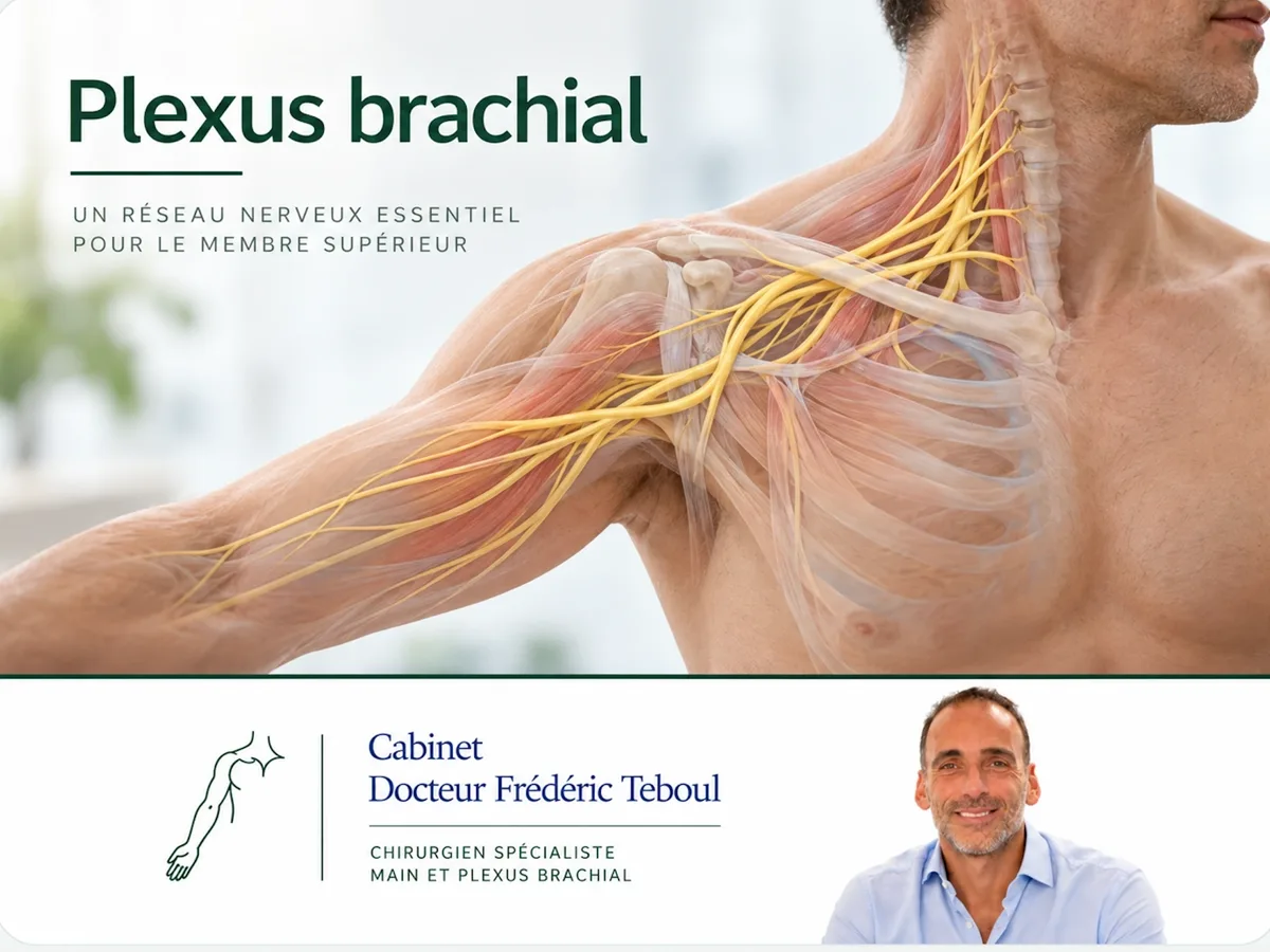 Le plexus brachial : le réseau de nerfs qui, depuis la colonne cervicale, commande l'épaule, le bras et la main — cabinet du Dr Frédéric Teboul, chirurgien spécialiste du plexus brachial à Paris